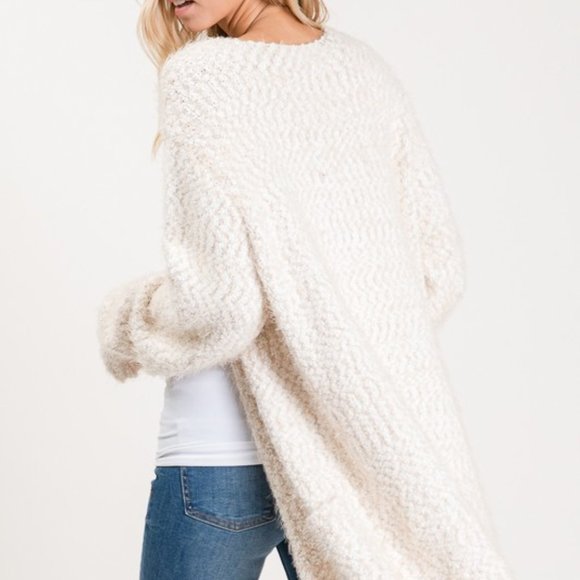 LAST ONE! Ivory Popcorn Knit Cardigan - Picture 10 of 15